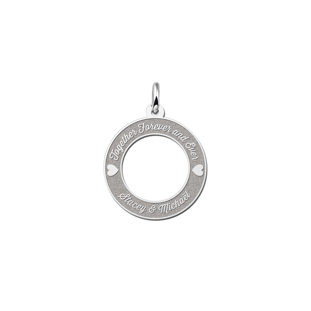 Silver love pendant circle