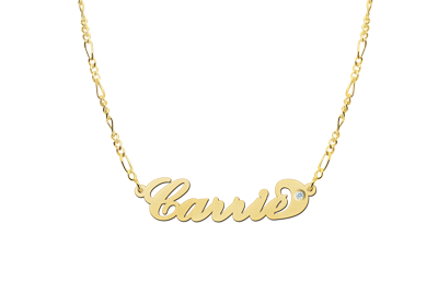 Gold name necklace Carrie style Zirkon