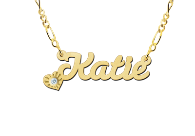 Gold name necklace, model Katie