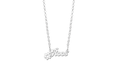 Silver Kids Name Necklace with Flower
