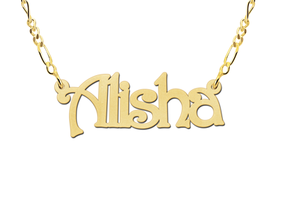 Gold name necklace, model Alisha