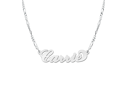 Silver name necklace Carrie style