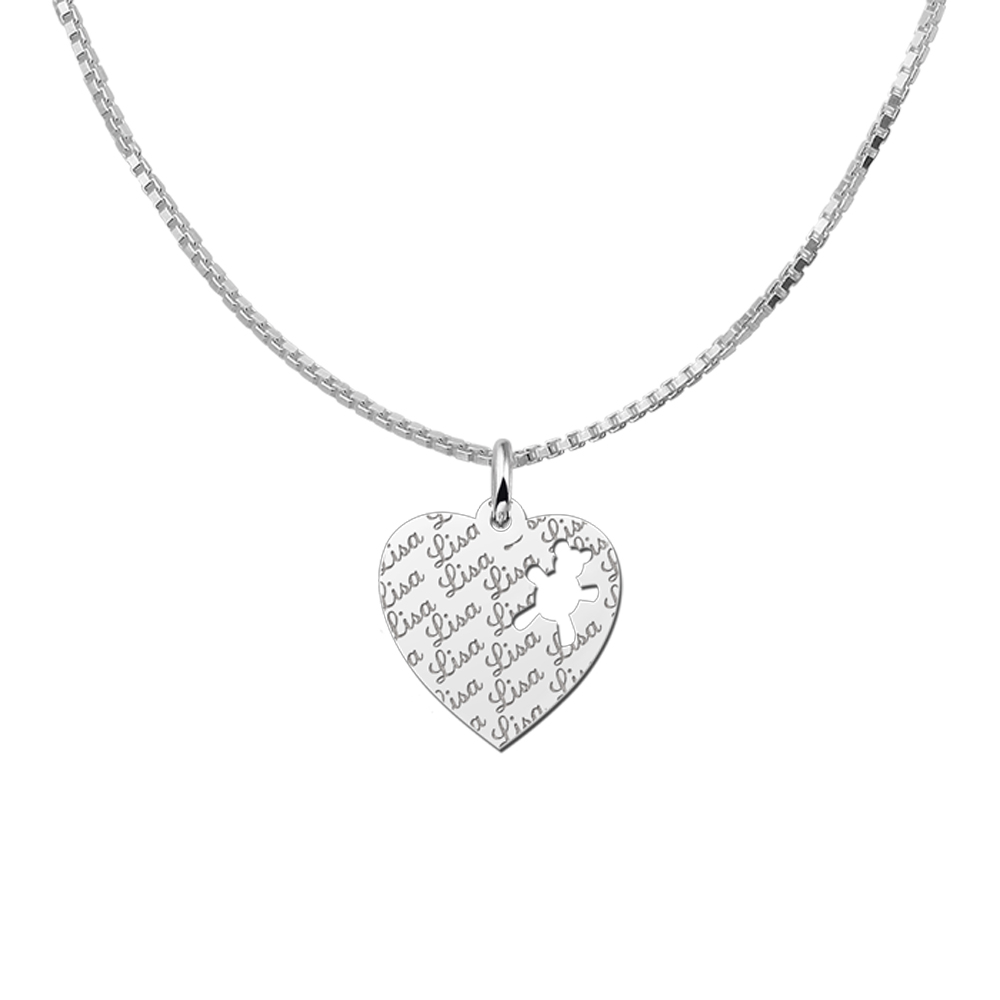 Silver engraved kids heart nametag repeat bear