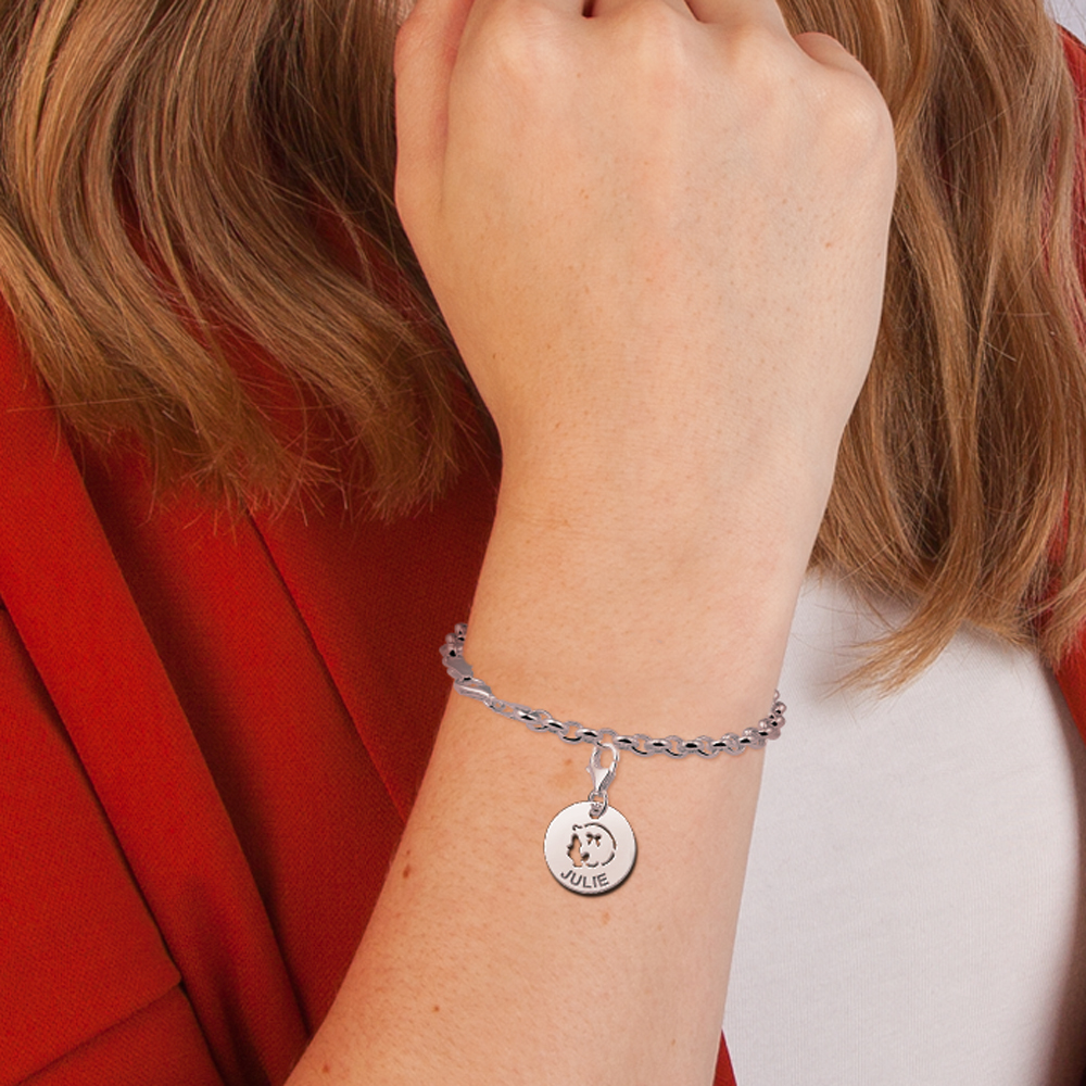 Name charm silver baby girl