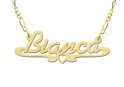 Golden name necklace, model Bianca