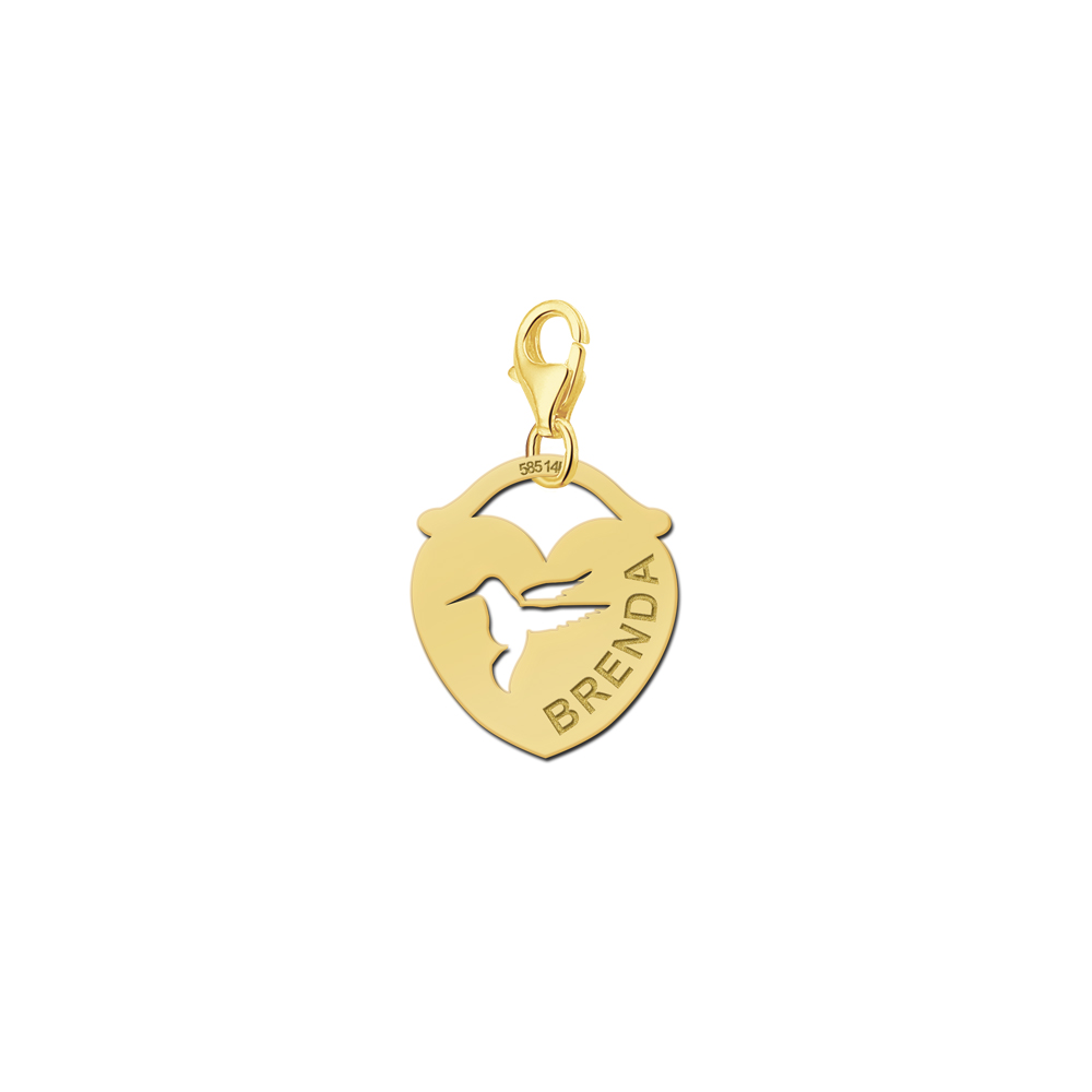 Silver pet namecharm heart bird