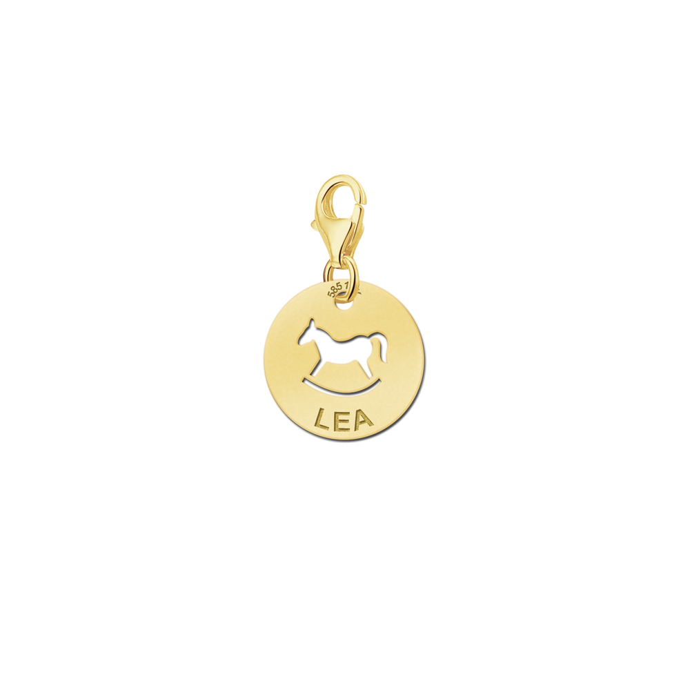 Name charm gold baby rocking horse