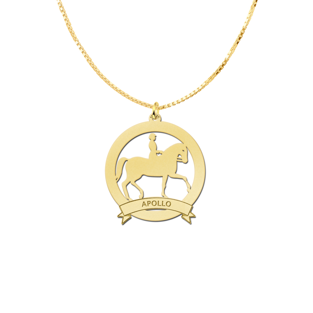 Gold pet namependant 30mm horsebackrider