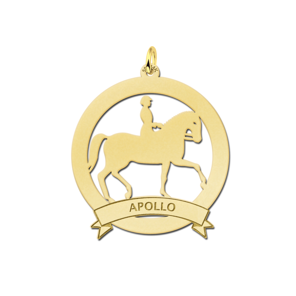 Gold pet namependant 30mm horsebackrider
