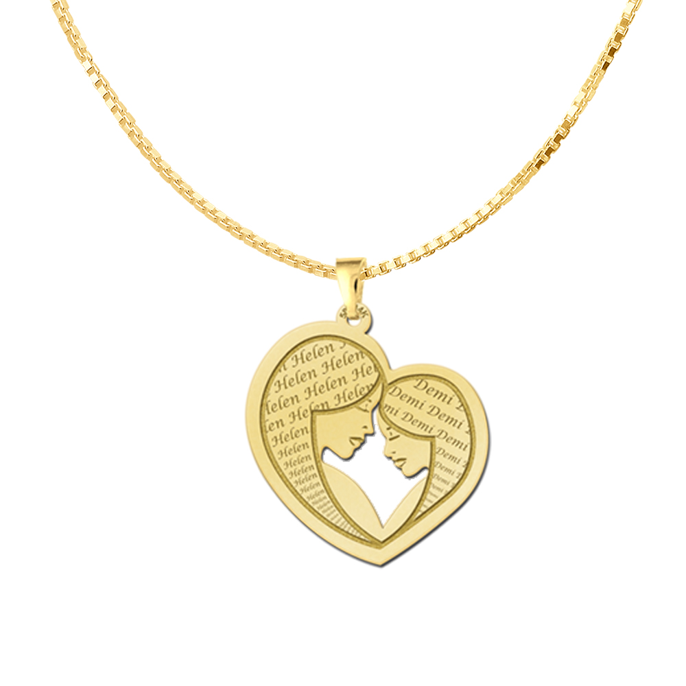 Golden mother and daughter pendant