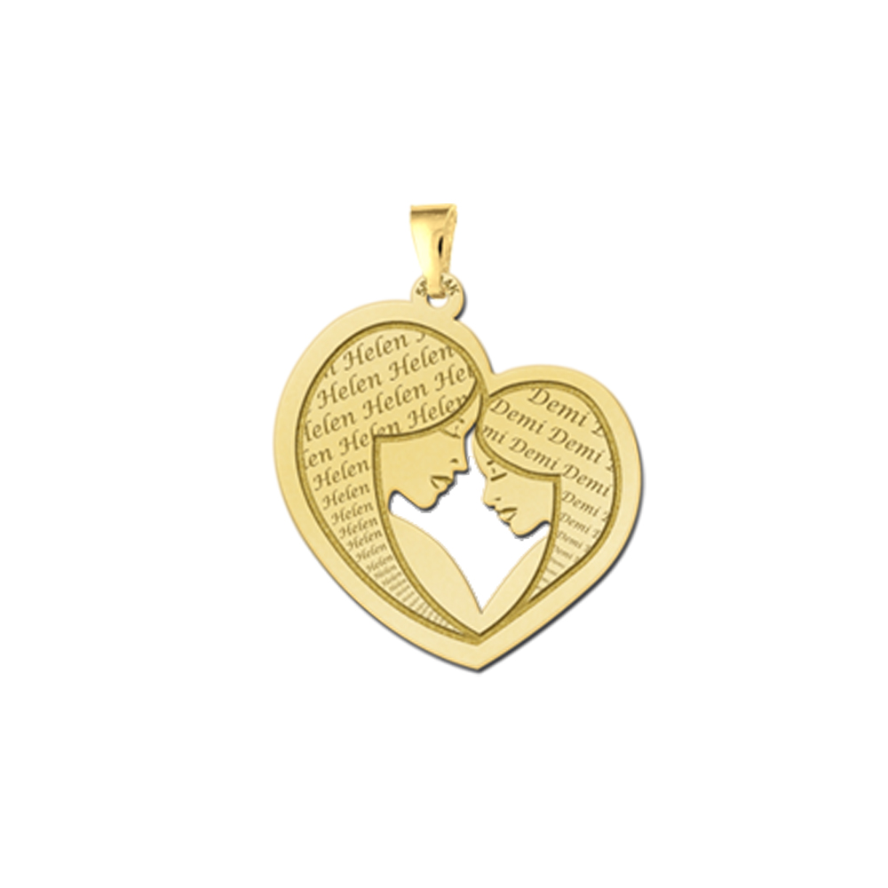 Golden mother and daughter pendant