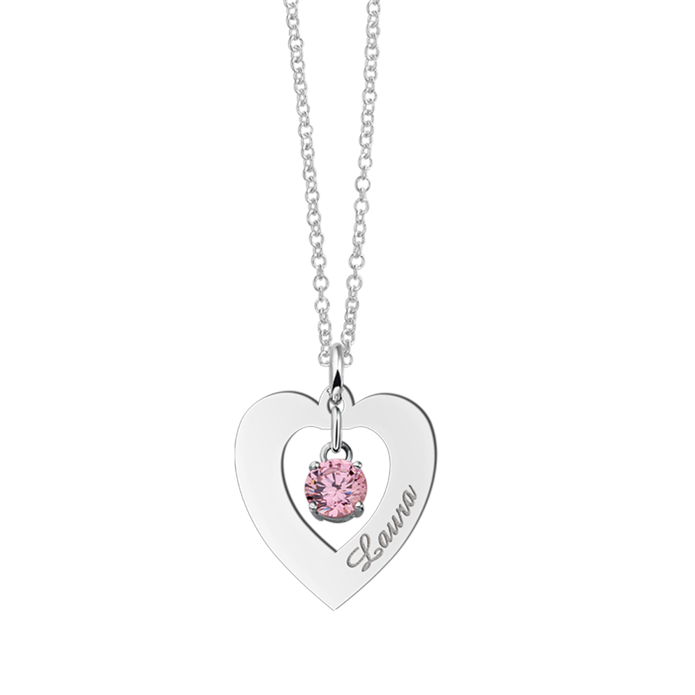 Silver pendant heart cubic zirconia