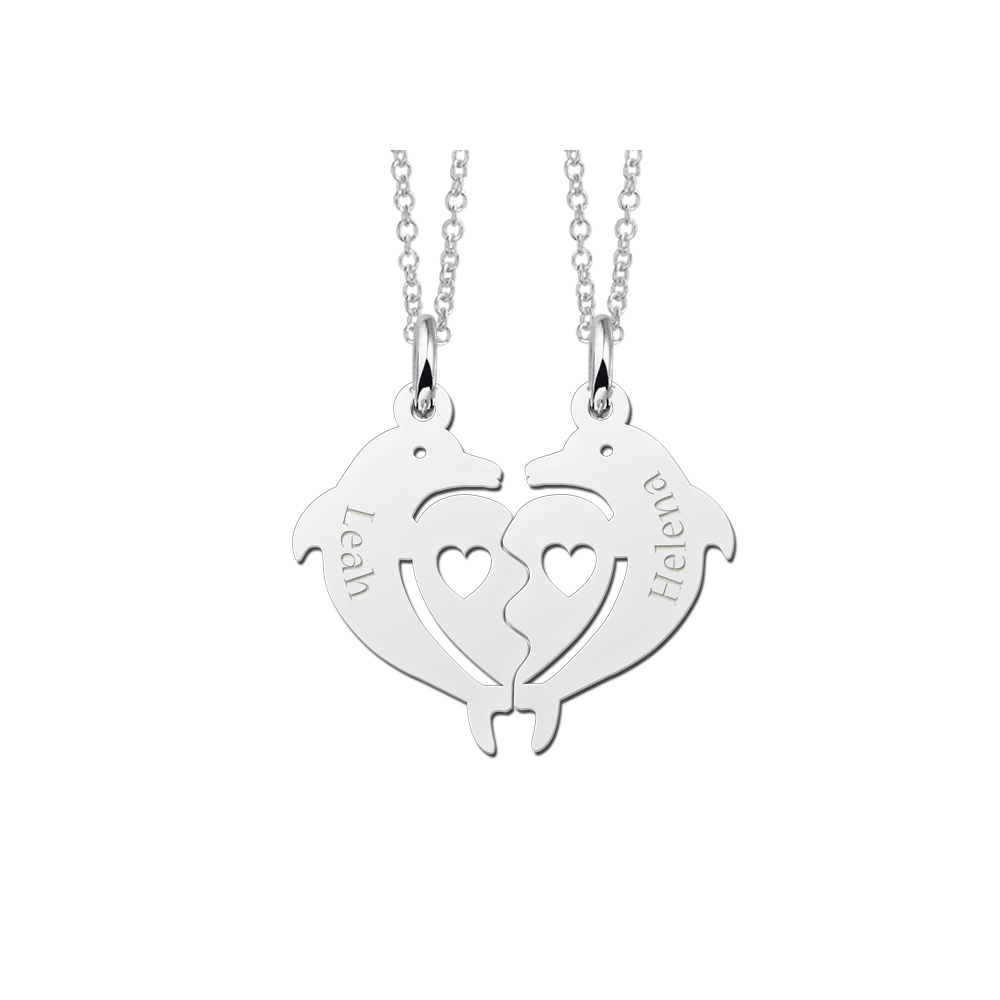 Silver interlocking pendant, dolphin