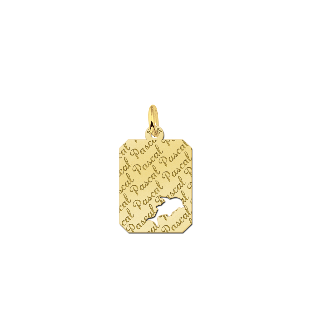 gold engraved kids rectangle nametag repeat dolphin