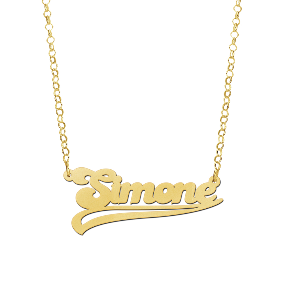 Gold name necklace, model Simone