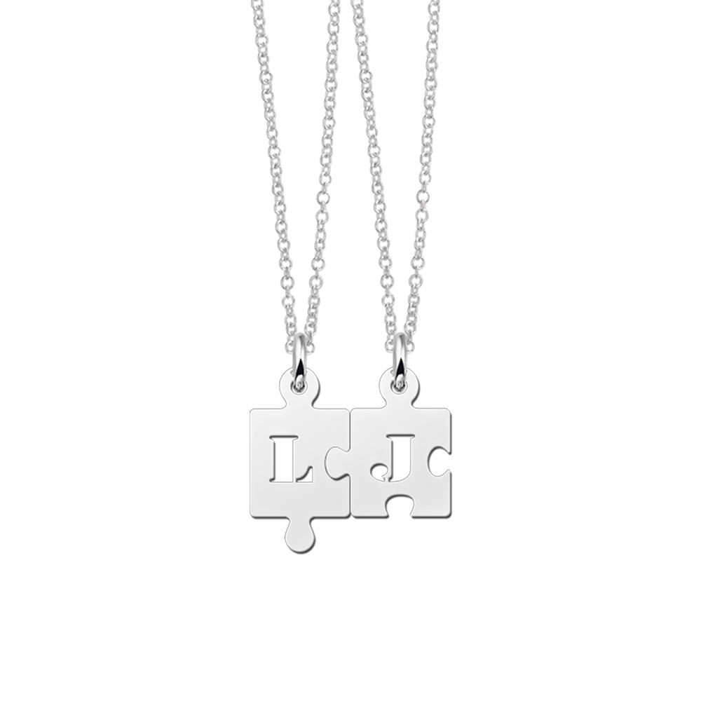 Silver Friendship Necklace with Puzzle Pieces