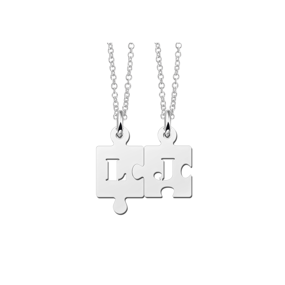 Silver Friendship Necklace with Puzzle Pieces