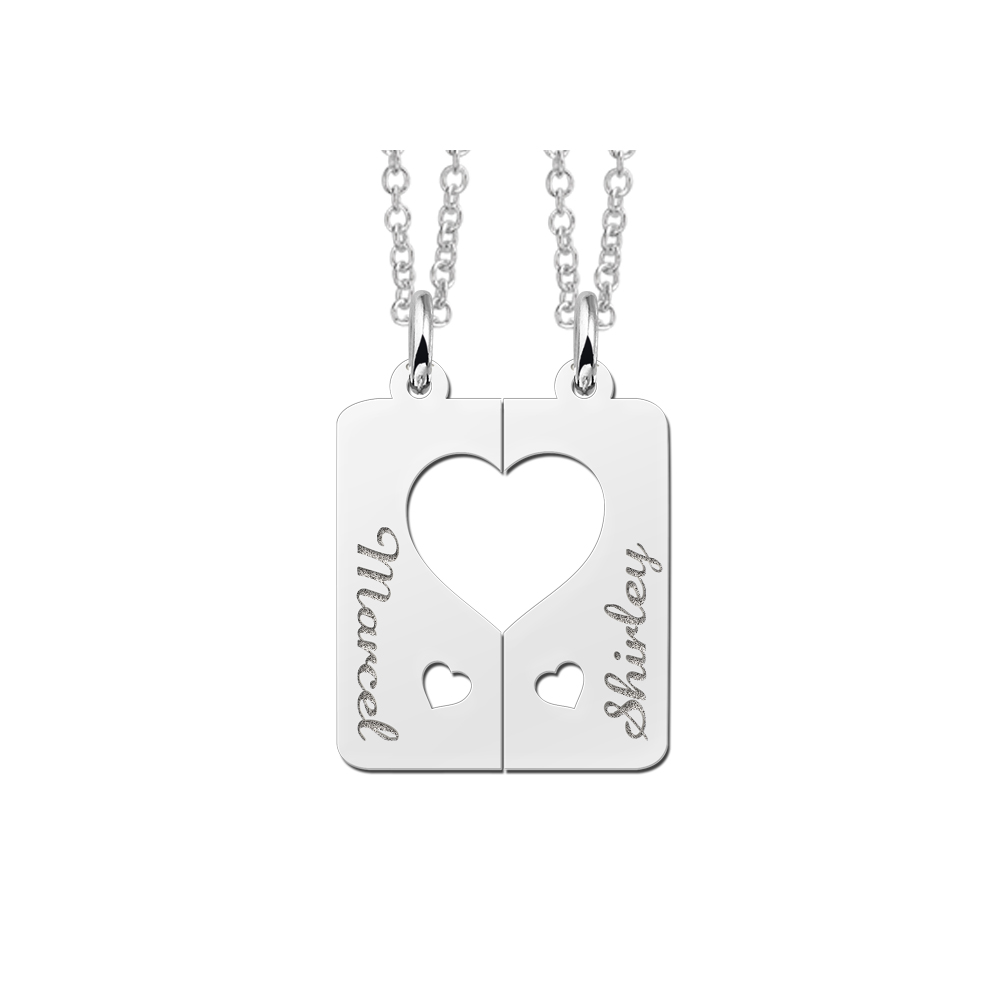 Silver interlocking pendant, hearts