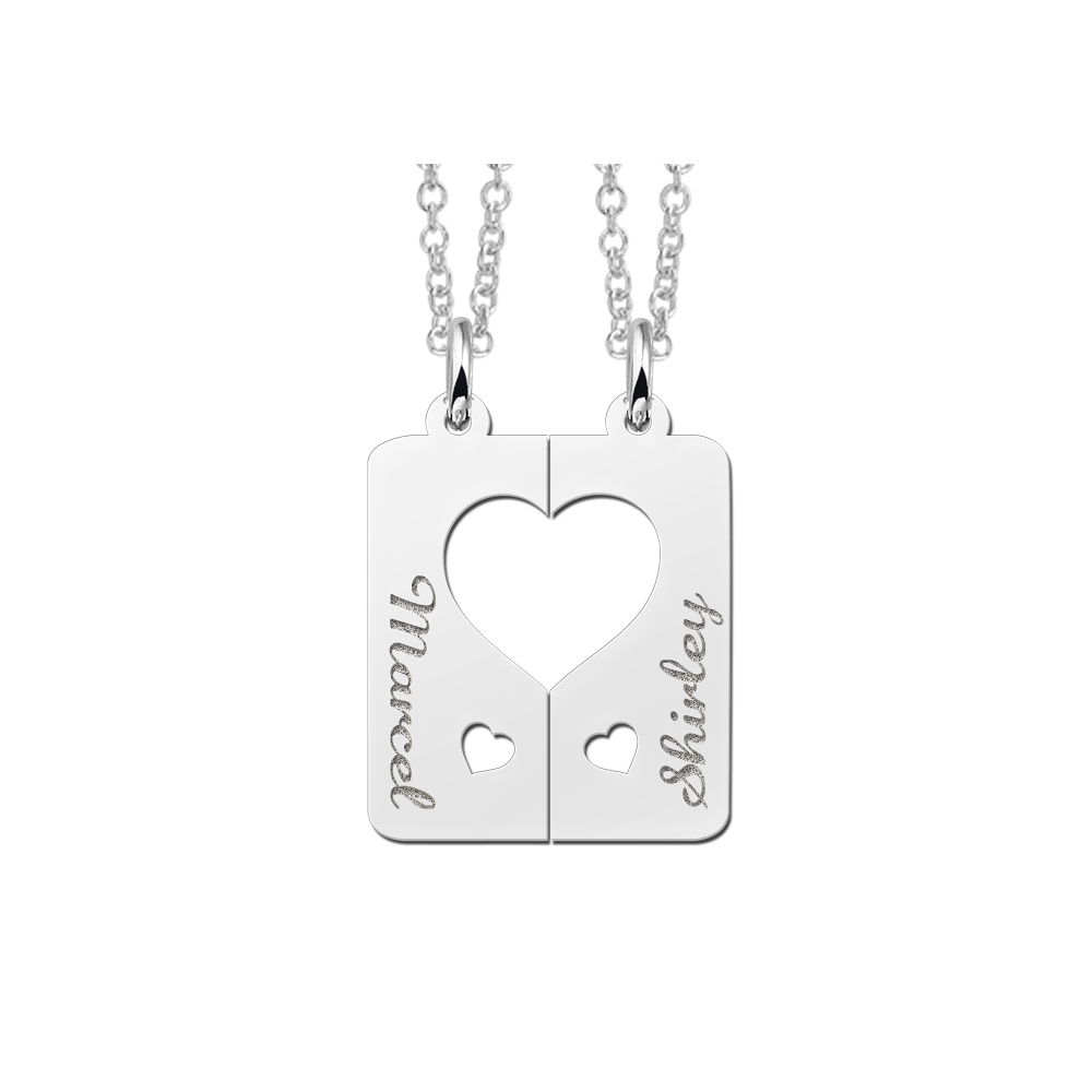 Silver interlocking pendant, hearts