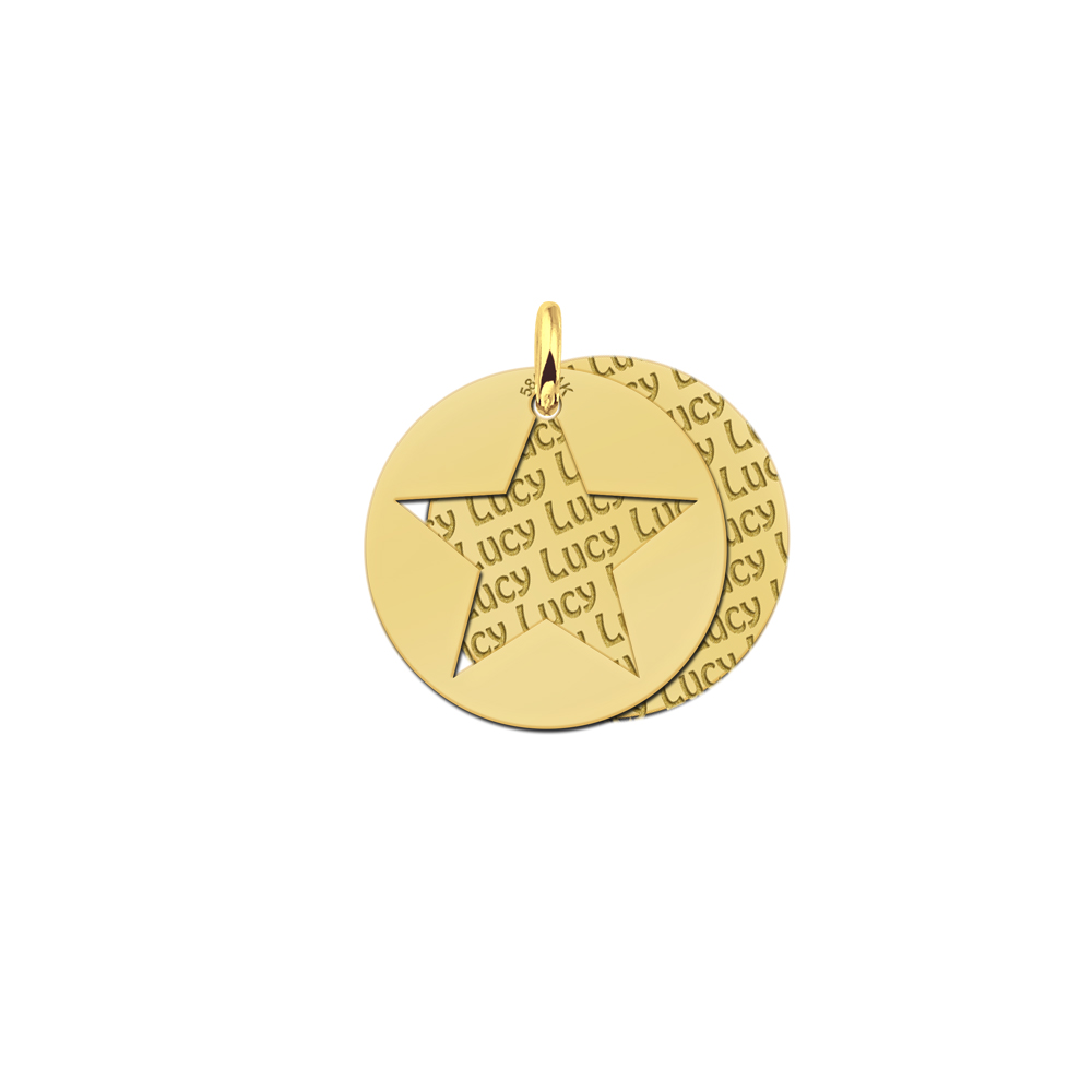 Silver namependant 2-pieces round star