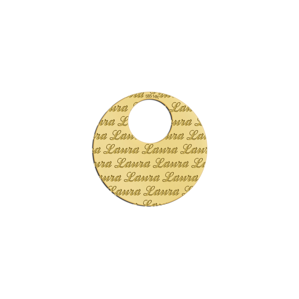 Golden round pendant engraved