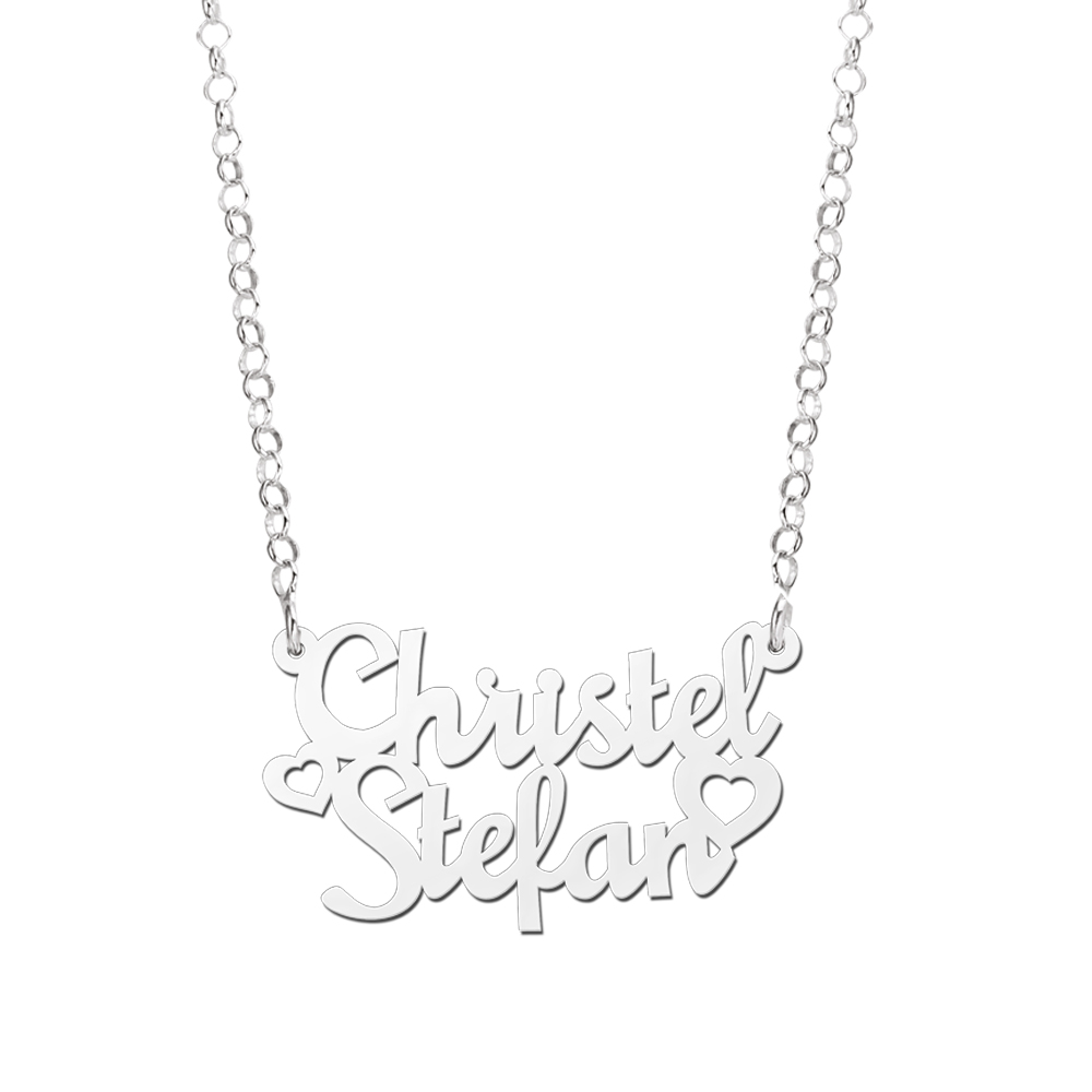 Silver name necklace, model Christel-Stefan