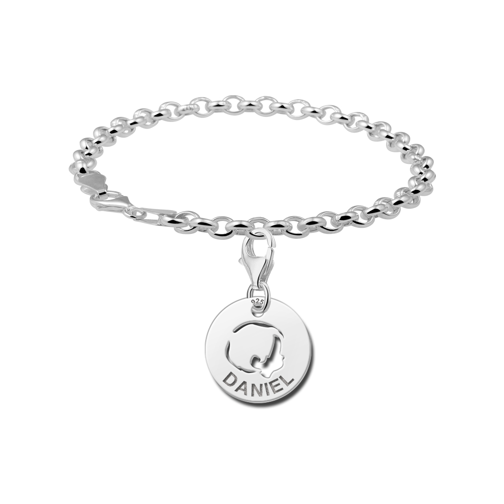 Name charm silver baby boy