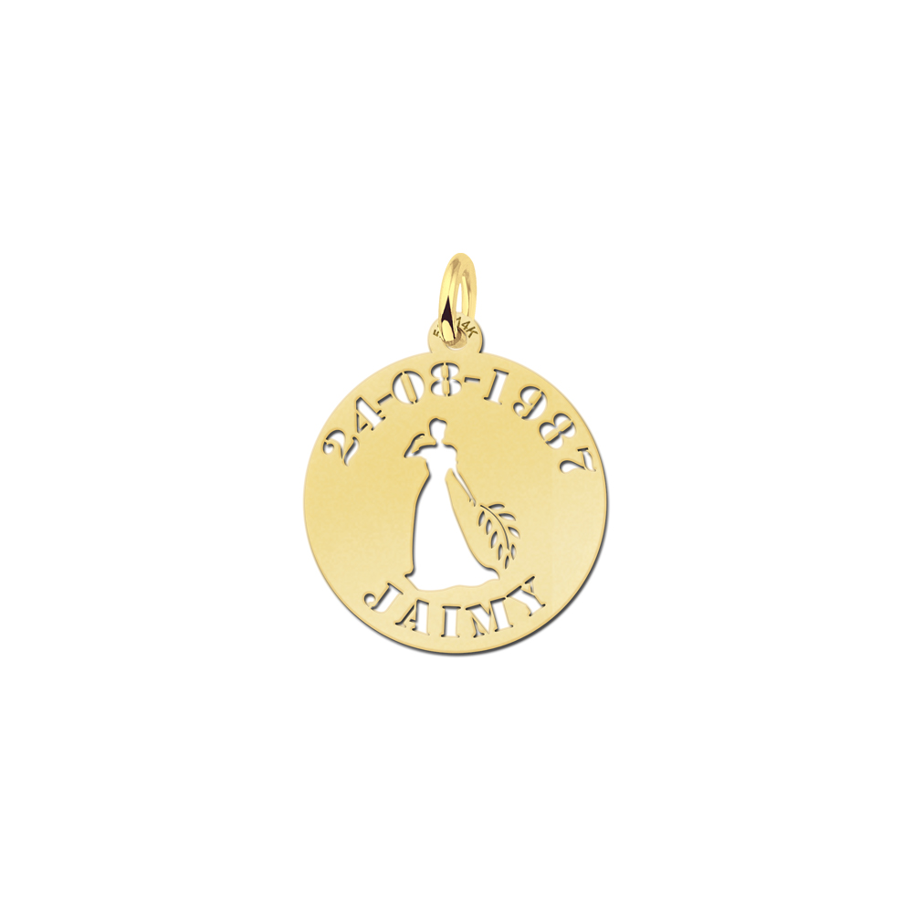 Gold zodiac round namependant Virgo