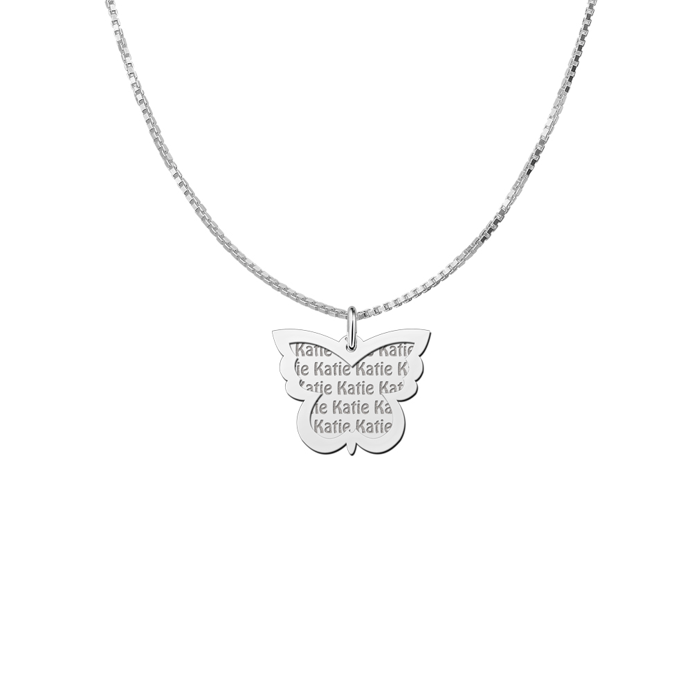 Silver namependant 2-pieces butterfly