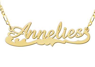 Gold Name Necklace model Annelies