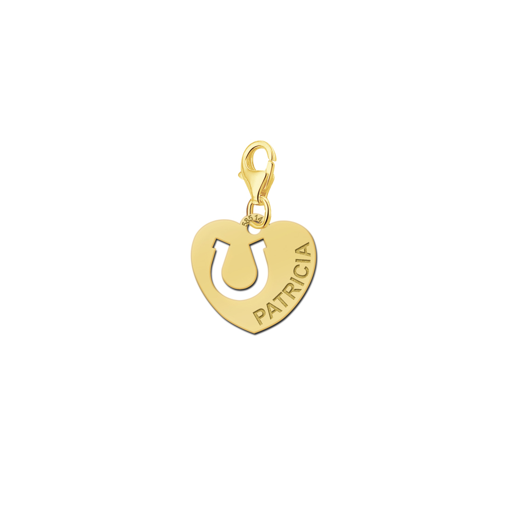 Golden horse namecharm heart horseshoe