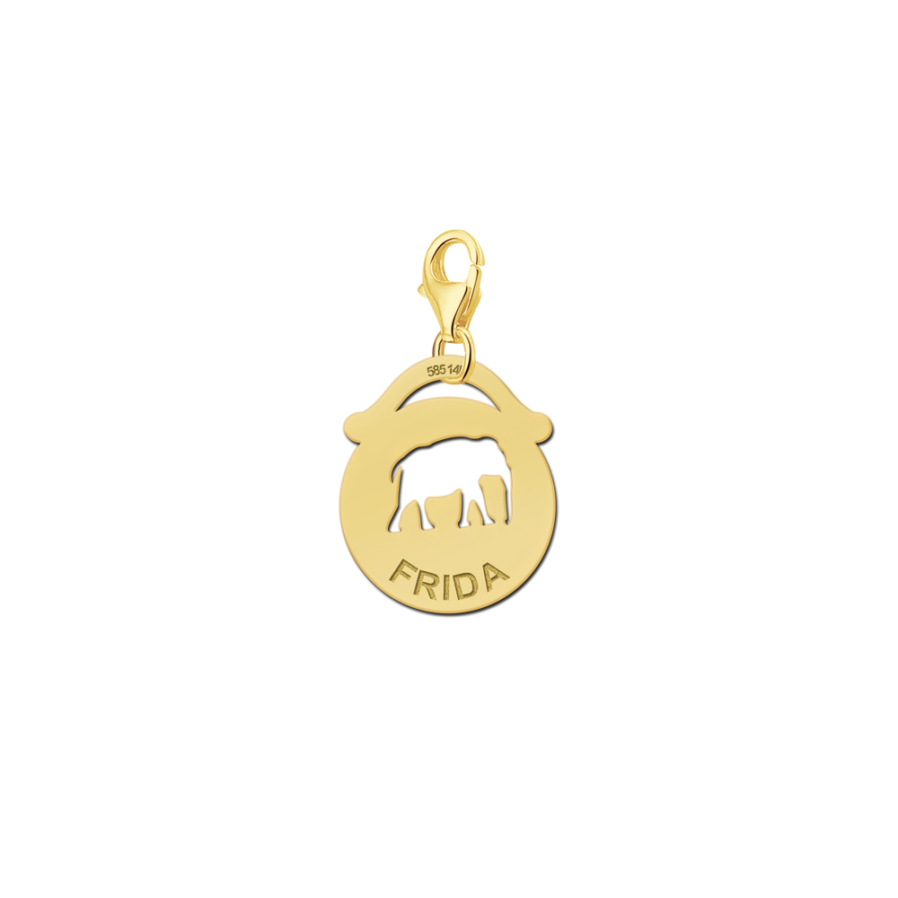 Silver pet namecharm round elephant