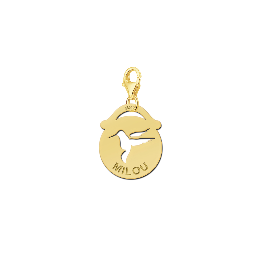 Silver pet namecharm round bird