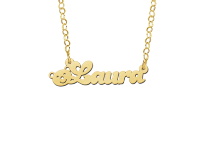 Gold Kids Name Necklace with Bear