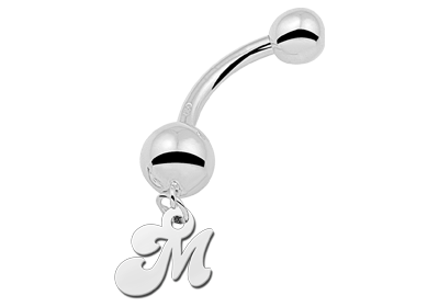 Silver Piercing with Initial Pendant