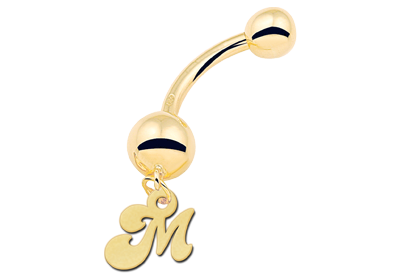 Golden Piercing with Initial Pendant