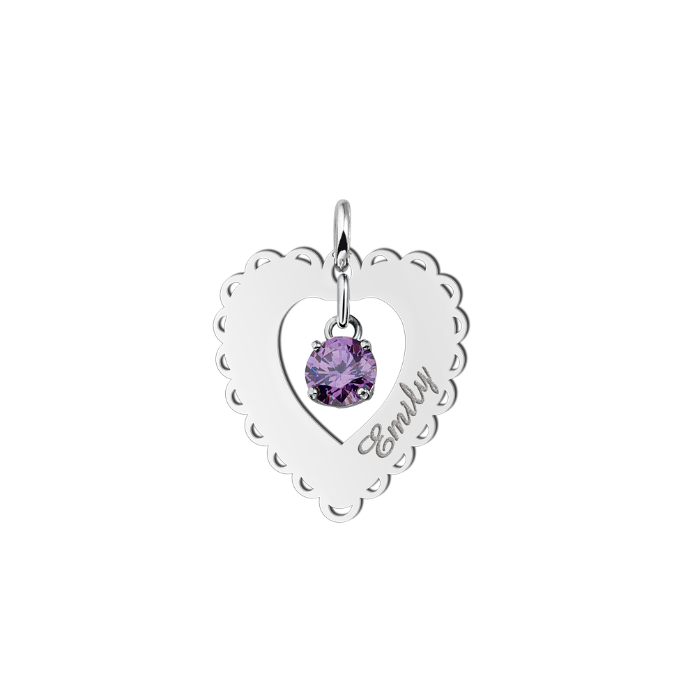 Silver pendant heart lace
