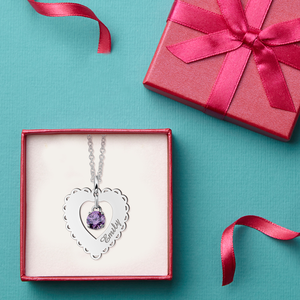 Silver pendant heart lace