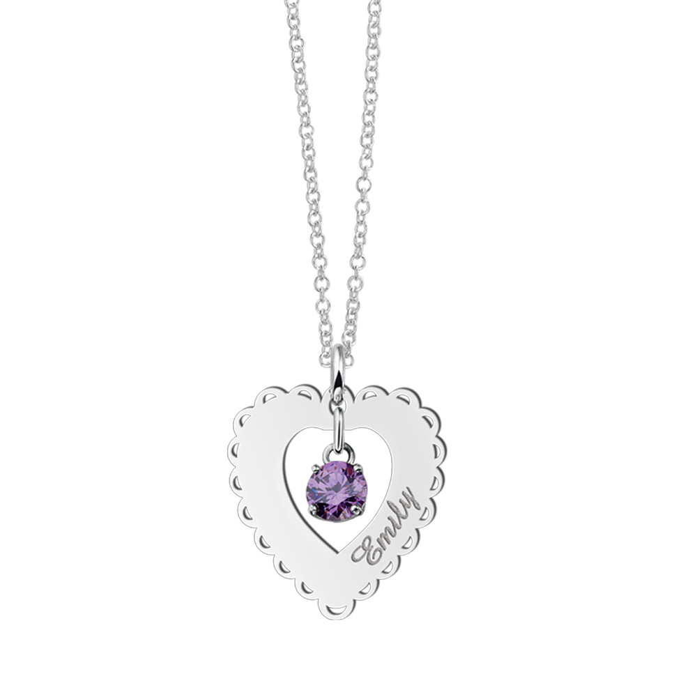 Silver pendant heart lace