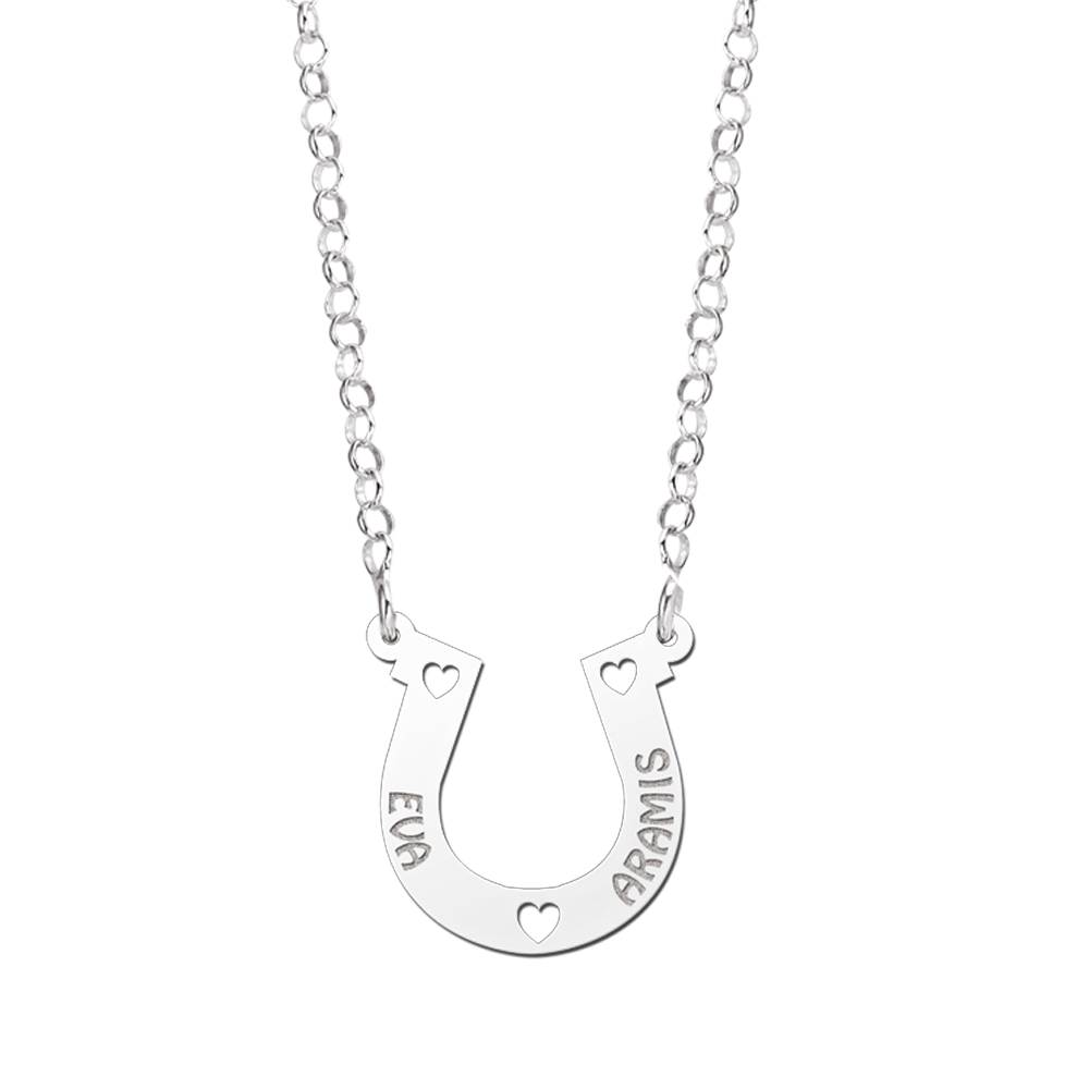 Silver namenecklace horseshoe 2 names