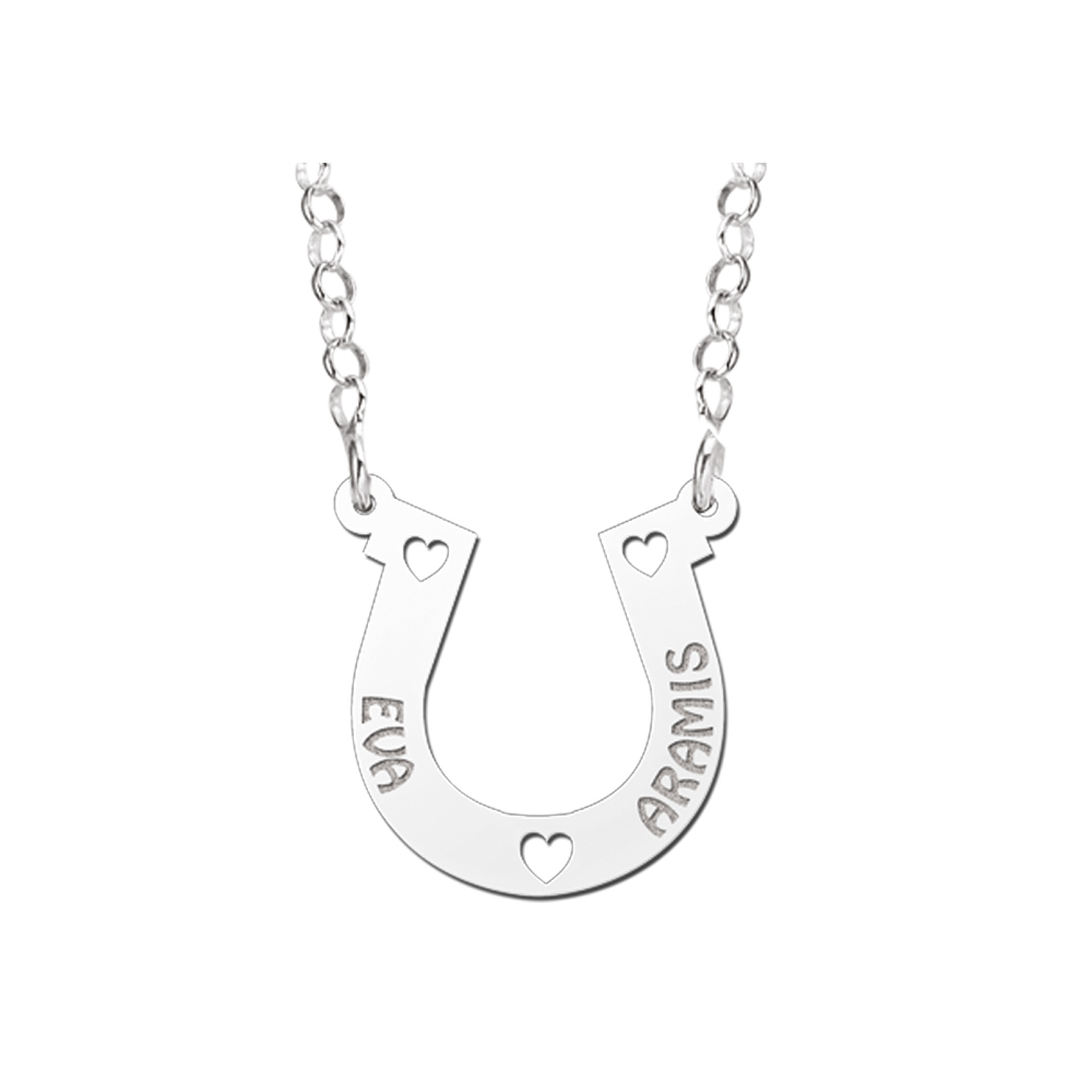 Silver namenecklace horseshoe 2 names