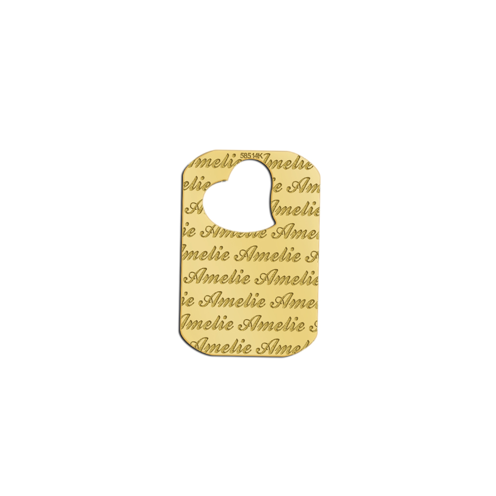 Golden dogtag pendant engraved
