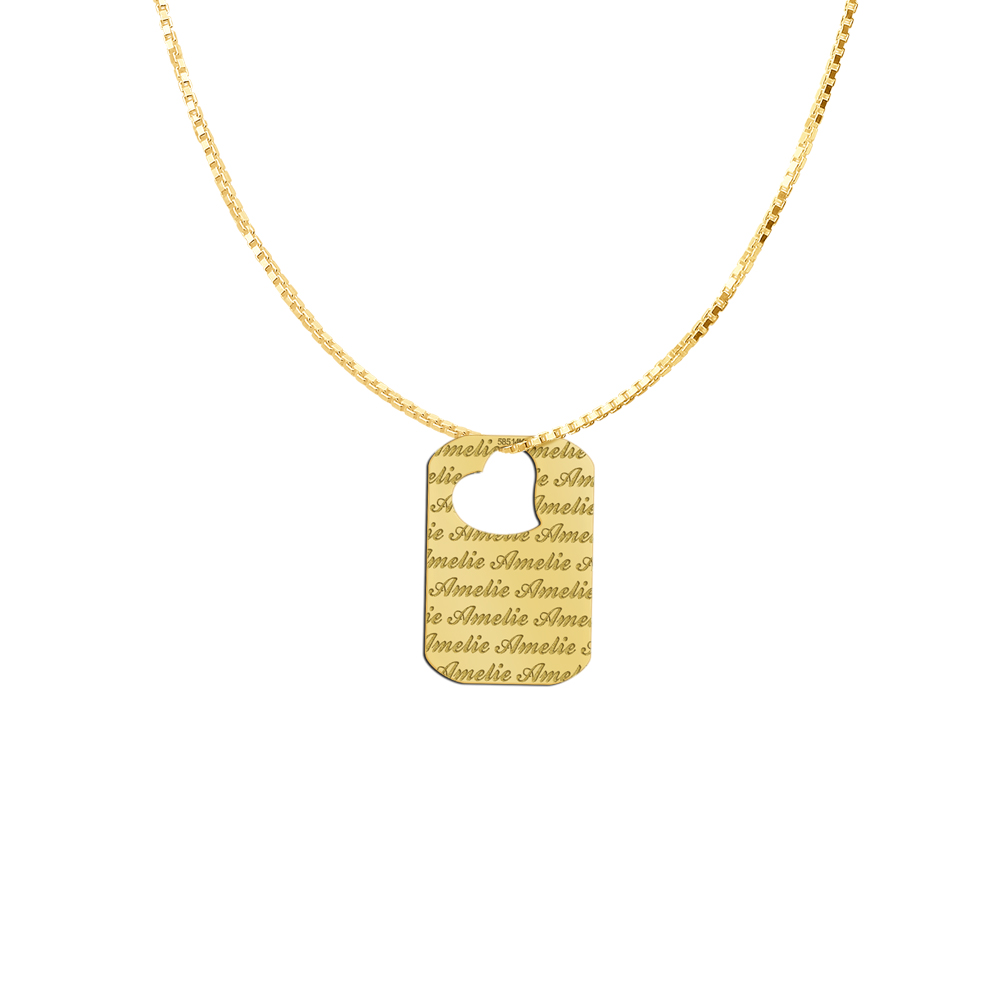 Golden dogtag pendant engraved