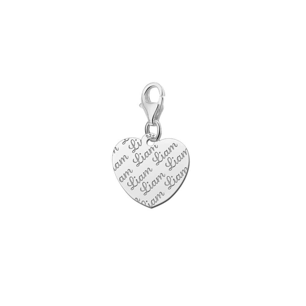 Silver namecharm repeat heart