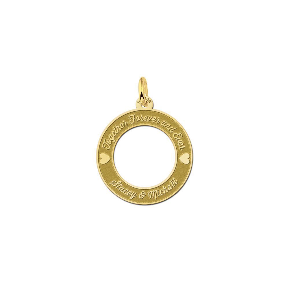 Gold love pendant circle