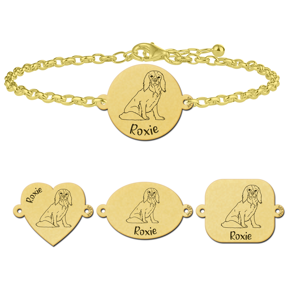 Gold dog bracelet Cavalier King Charles Spaniel