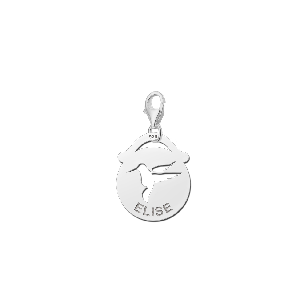 Silver pet namecharm round bird
