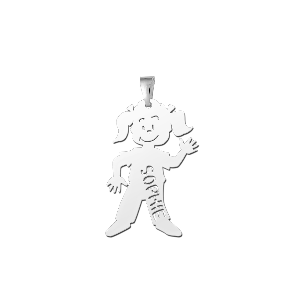 Silver mothers pendant girl