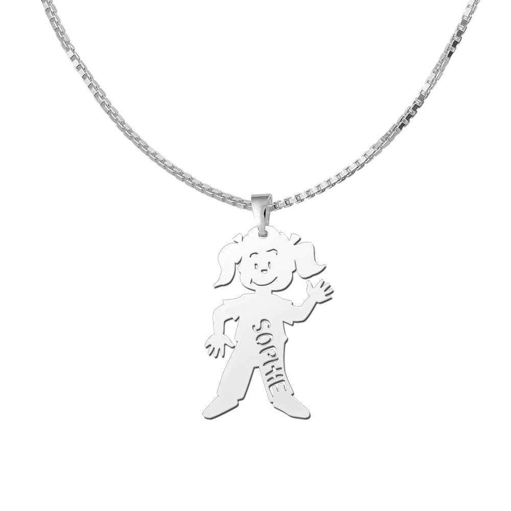 Silver mothers pendant girl