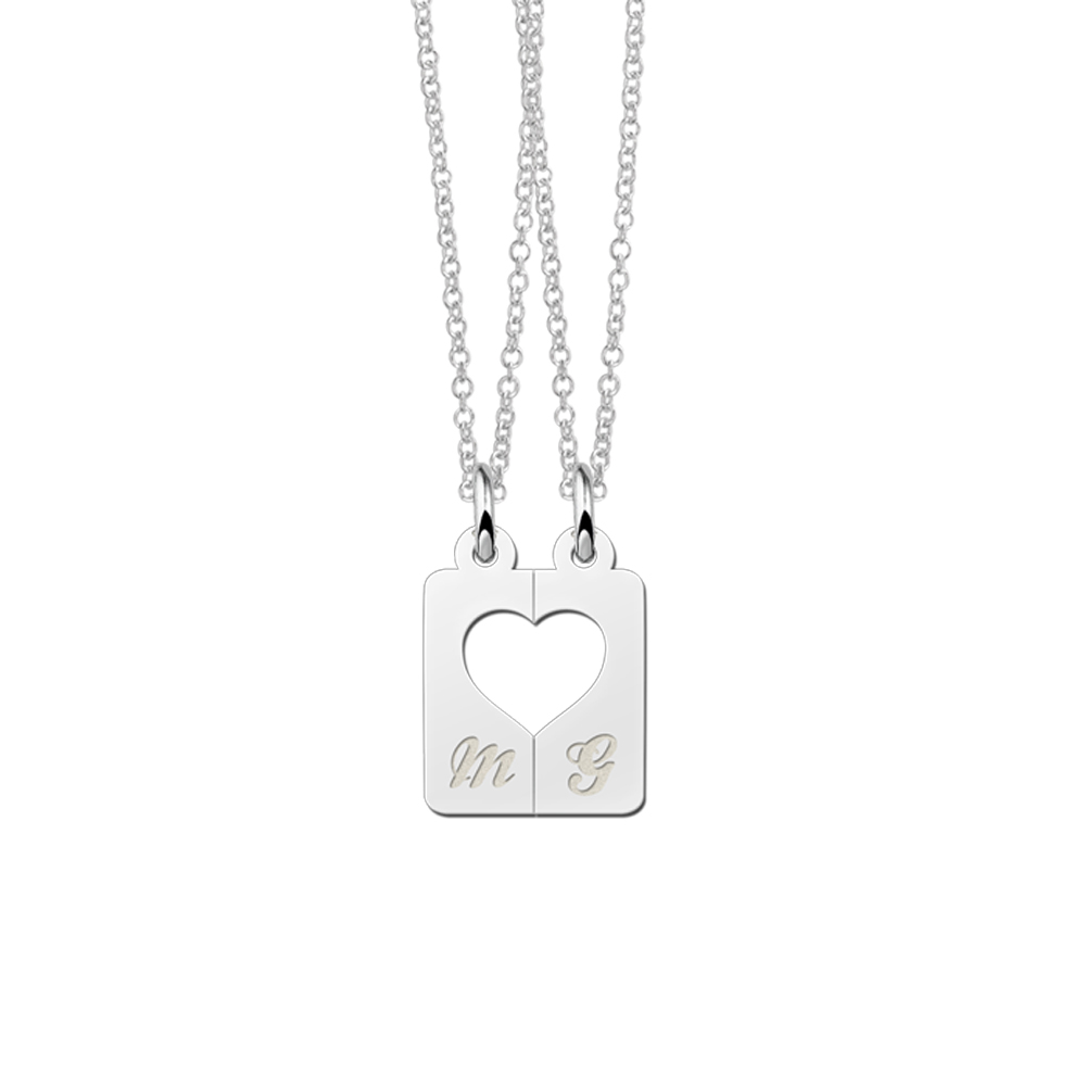 Silver interlocking pendant, heart